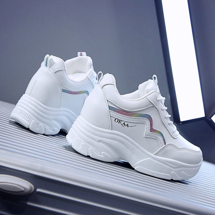 Giày thể thao nữ viền kẻ KO ulzzang  đế độn cao 6cm đi học chơi cá tính siêu đẹp, Sneaker bata nữ mẫu mới hot trend 2021