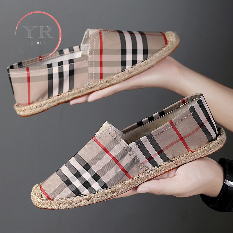 Giày lười vải thời trang hoa văn caro cho nam