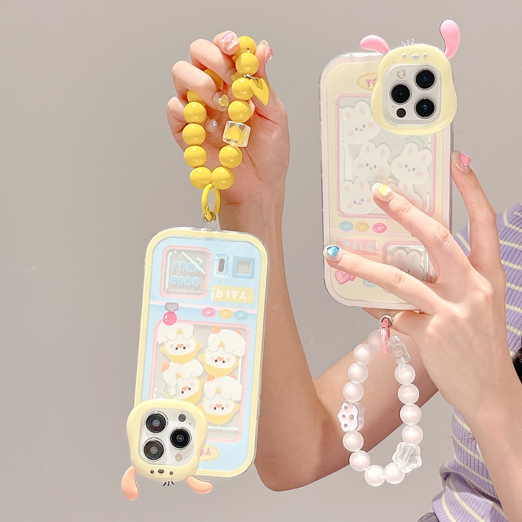 Ốp Điện Thoại TPU Silicon Mềm Hình Thú 3D Đính Ngọc Trai / Thỏ / Vịt Hồng / Xanh Dương Cho iphone 13 12 11 Pro XS Max XR