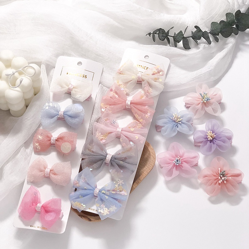 Set 5 kẹp tóc nơ KIDSBOWS nhiều màu dễ thương cho bé gái