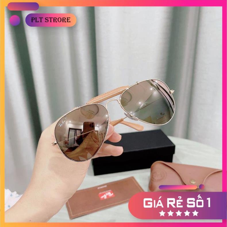 Kính Mát Rayban Aviator Crap bọc da RB3422Q 001/M9 (58-14-135) (Phân Cực) Full Box ⚜️Hàng Authentic⚜️