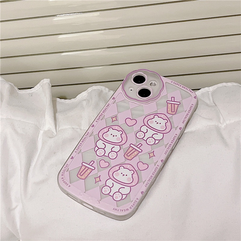 Ốp lưng iphone Ốp Điện Thoại Họa Tiết Hoa Và Gấu Hoạt Hình Cho Iphone 12 / 13Pro 11 / xrxs 7 / 8plus Dinuo case