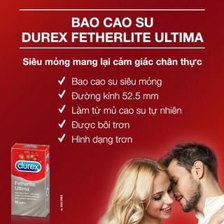 Bao cao su Durex Fetherlite - BCS SIÊU MỎNG CẢM GIÁC THẬT - 12 cái