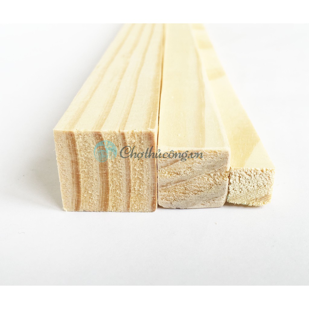Combo 5 thanh gỗ vuông phi 2.5cm x 60cm gỗ thông dùng làm handmade, decor, treo mành, phụ kiện macrame