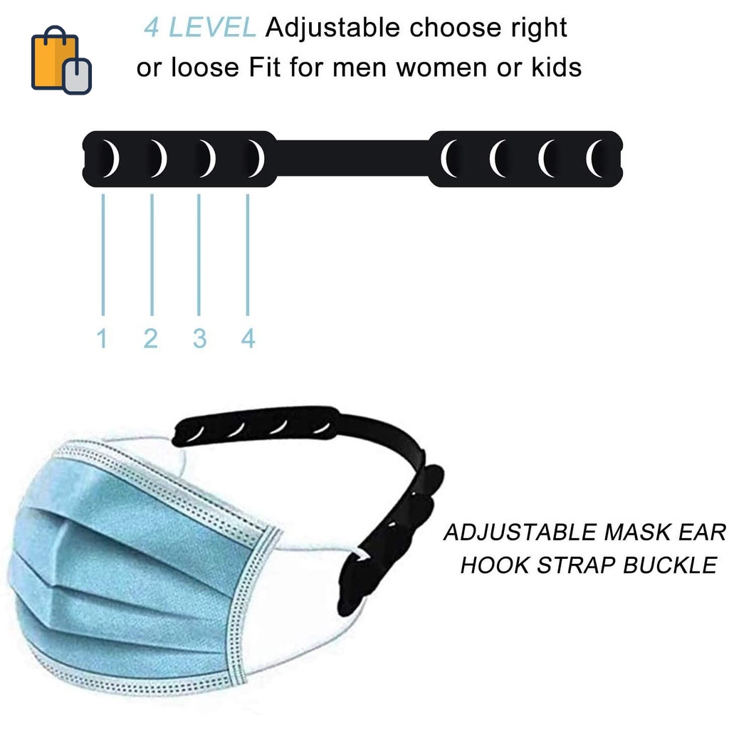 (Hàng Mới Về) Set 5 Dây Đeo Khẩu Trang Nối Dài Chống Khói Chống Trượt Kèm Móc Tai Tiện Dụng