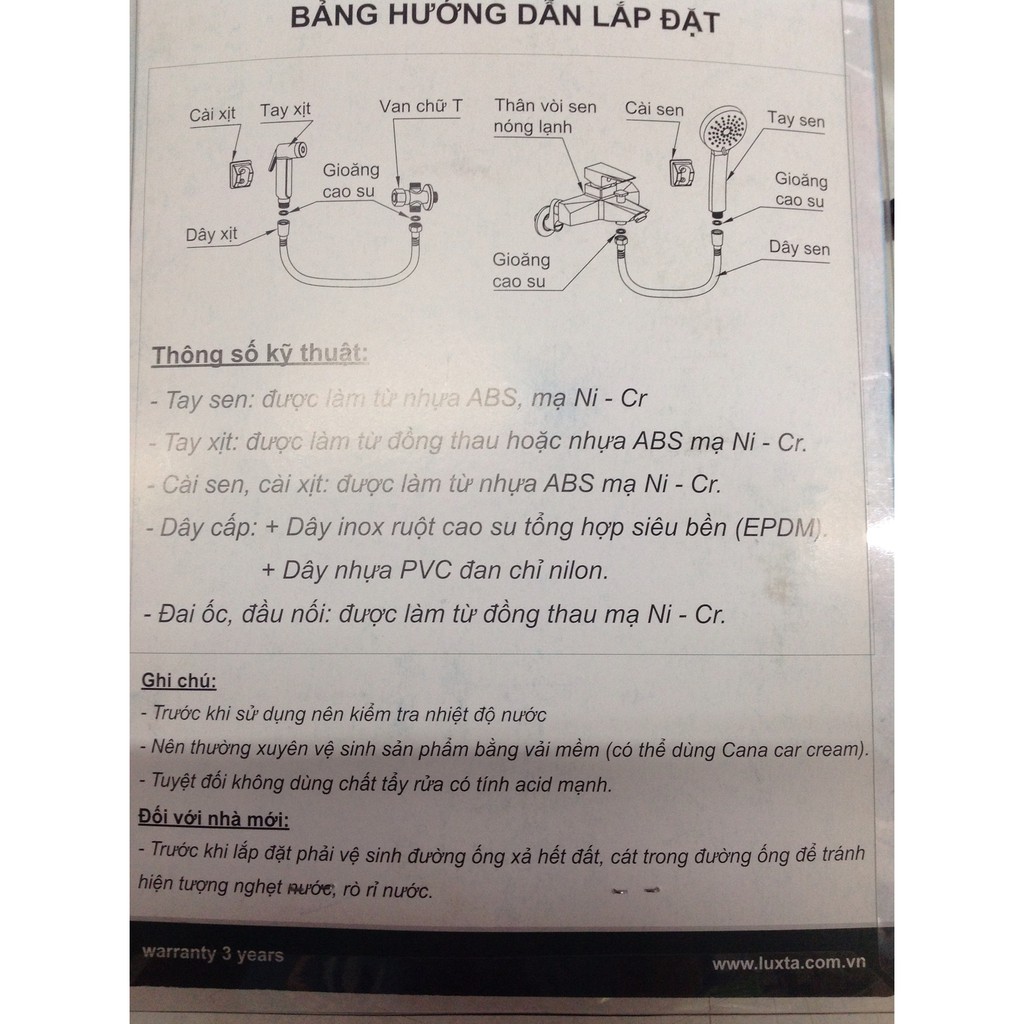 Bộ Vòi Sen Cao Cấp Luxta T12, tăng áp, mạ crom sáng bóng, dây dẫn inox, Bảo Hành 1 Năm