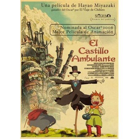 Vintage Áp Phích Ponyo Trên Vách Đá Hayao Miyazaki Poster Trang Trí Nhà Decal Dán Tường Retro Tranh Trang Trí Ms: 378