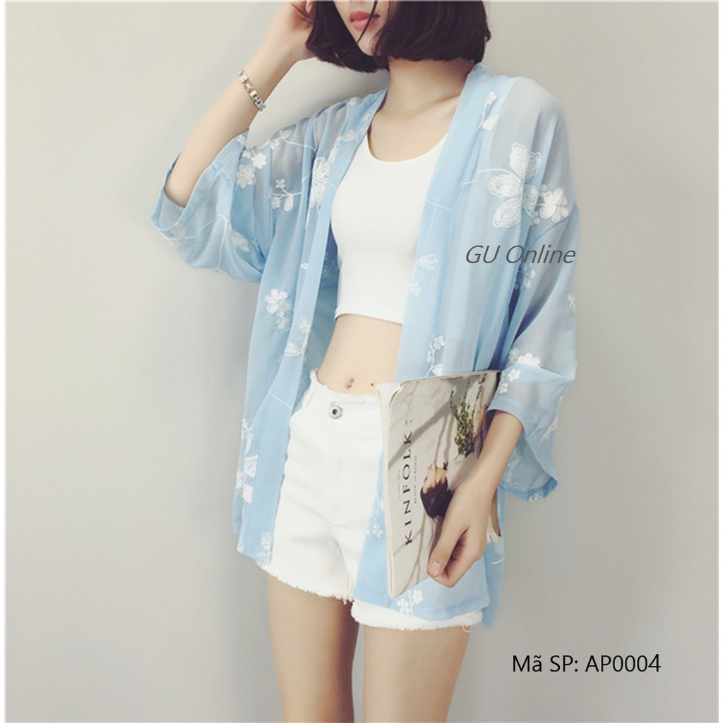 Áo Kimono thêu hoa xinh (sẵn hàng)