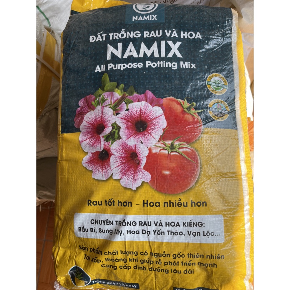 Đất trồng rau sạch, hoa cây cảnh treo ban công, sân thượng, đất trồng Namix bao 13kg