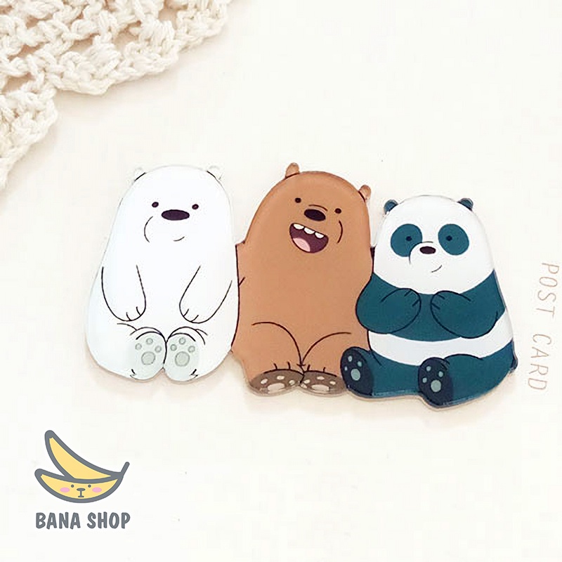 Huy hiệu cài áo anh em gấu bare bear Chúng tôi đơn giản là gấu cute