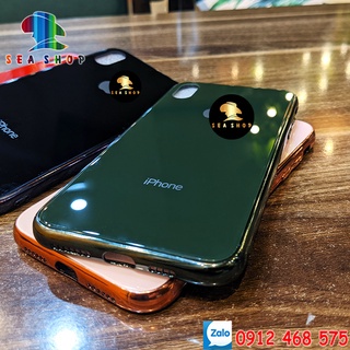 Ốp lưng cho iPhone 6,6s,7plus,8plus,XSmax,XR,11Pro Max viền nhựa dẻo-mặt lưng bằng kính cường lực màu sắc luôn tươi sáng