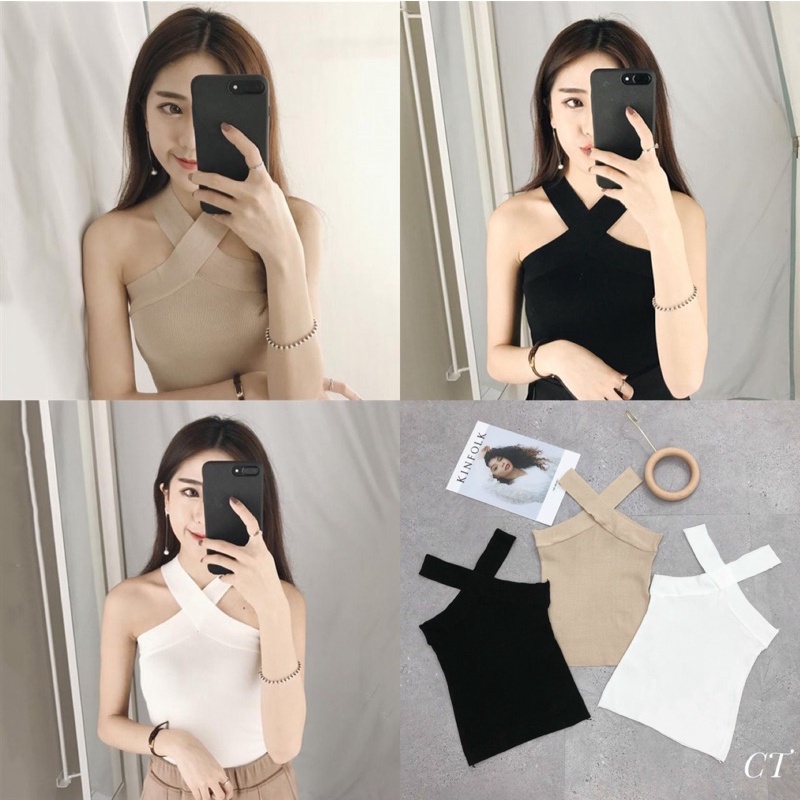 YẾM CHÉO CỔ ÔM BODY MẶC HAI KIỂU VKV ALOHASHOP91