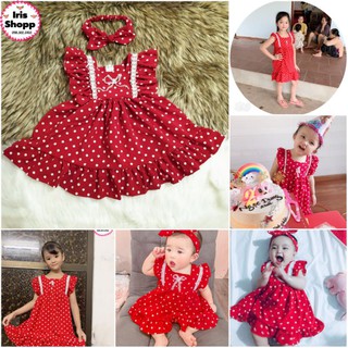 Váy chấm bi đỏ đầm bé gái size 4 - 30kg Iris Shopp