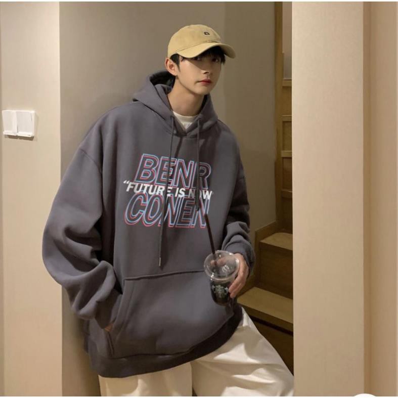 Áo hoodie, Áo nỉ cotton nam nữ in chữ BENR CONEN phom rộng phong cách Ulzzang | BigBuy360 - bigbuy360.vn