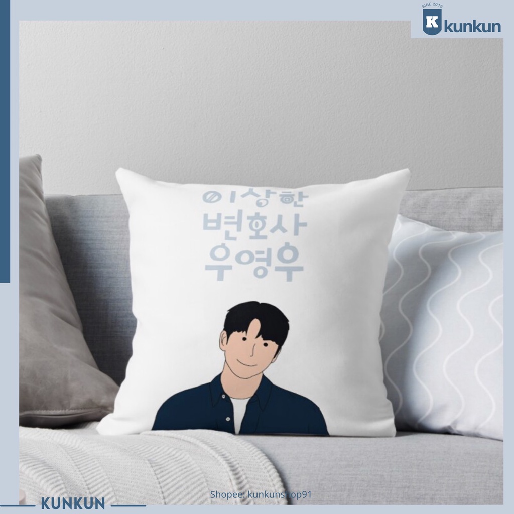 Gối Vuông In Hình Phim Nữ Luật Sư Kỳ Lạ Woo Young Woo, Park Eun Bin, Kang Tae Oh Gối K Drama