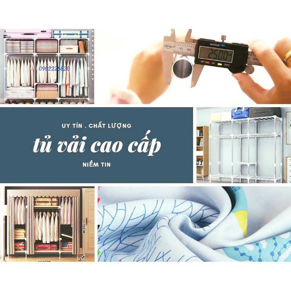Tủ Vải Kệ Tủ Đựng Quần Áo Metal 3 Buồng Khung Thép Siêu Chắc Chắn