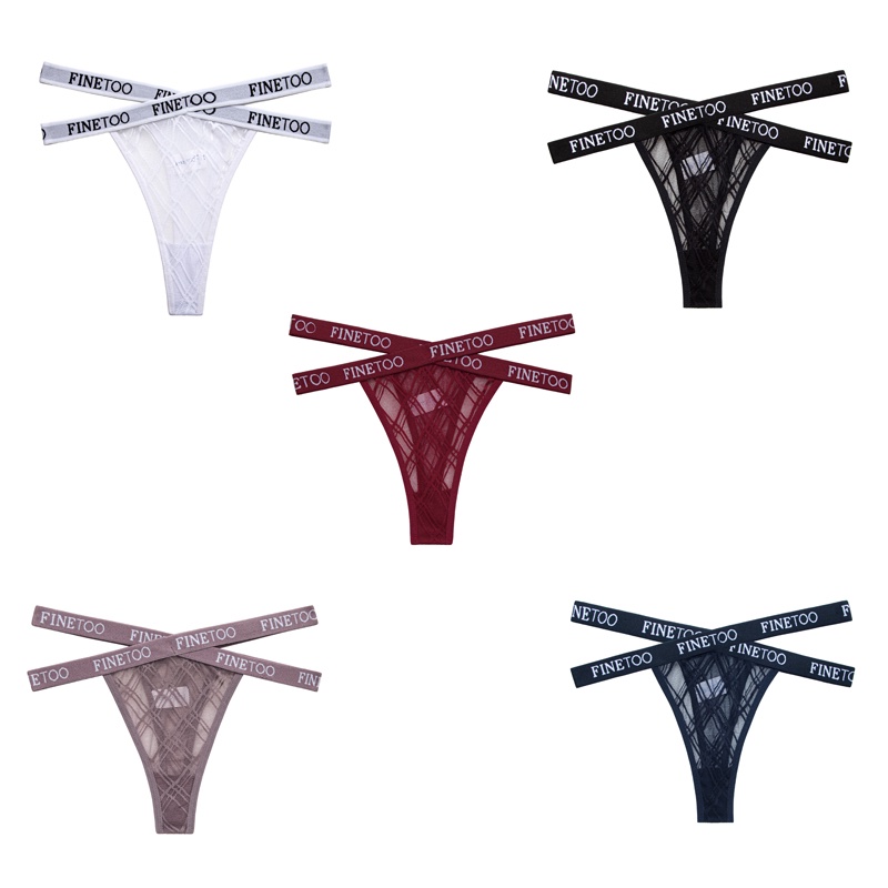 Cute Byte Bộ 3 Quần Lót Lọt Khe Phối Ren Lưới In Chữ Dễ Thương Quyến Rũ Cho Nữ