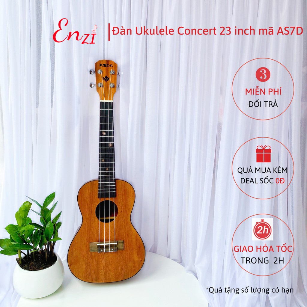 Đàn ukulele concert C21T Enzi 23 inch gỗ mộc họa tiết Hello Kitty giá rẻ cho bạn mới bắt đầu tập chơi