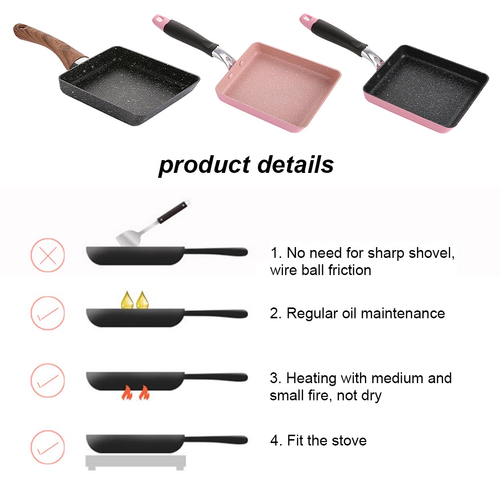 [CHOO] Frying Pan Stainless Steel Non-stick Frypan Square Kitchen Cooking Skillet Cookware