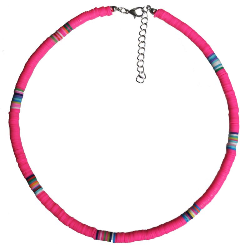 Vòng Cổ Choker Mặt Đất Sét Polymer Màu Cầu Vồng Tinh Tế Có Thể Điều Chỉnh Charms