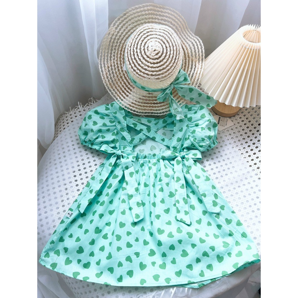 Set váy trái tim kèm mũ cho bé
