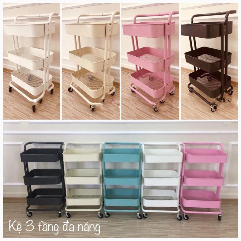 Kệ Để Đồ 3 Tầng Đựng Bỉm Sữa - Đựng Đồ Đa Năng - Có Bánh Xe