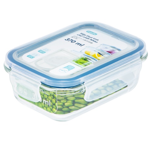 Hộp thủy tinh đựng thực phẩm - Dạng Chữ Nhật - Chịu Nhiệt - Size 370ml
