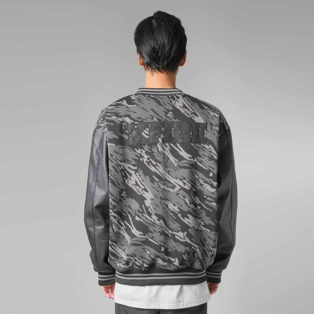 Áo Khoác Bóng Chày Boomber Varsity 2 lớp màu rằn ri camo xám đen Xfire Vietnam