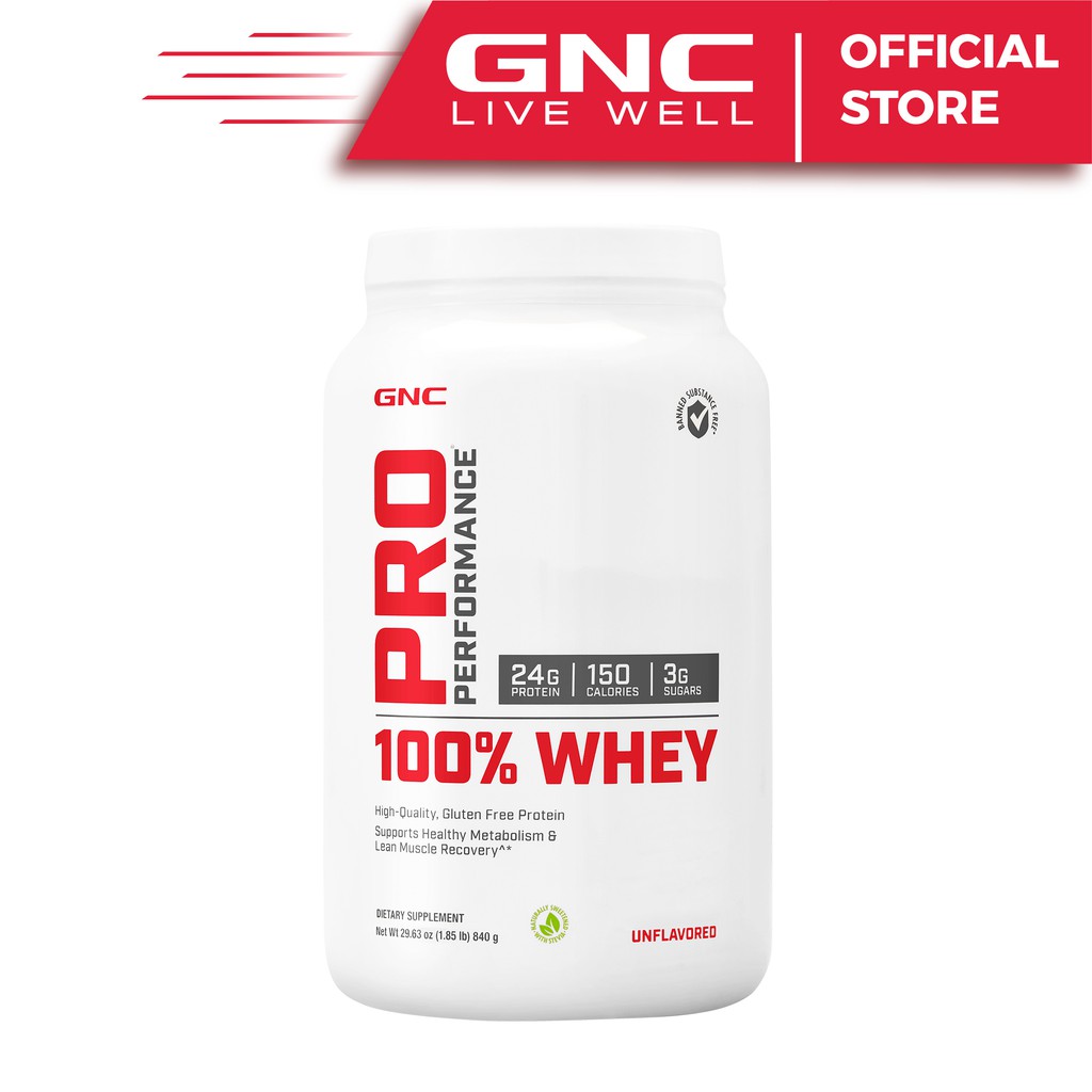 Bột Whey Protein Hỗ Trợ Chức Năng Cơ Bắp GNC Pro Performance 100% Whey Unflavored 840g