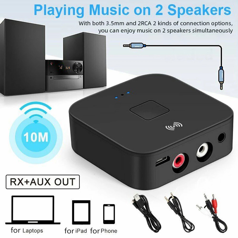 Bộ Thu Tín Hiệu Âm Thanh Bluetooth Không Dây Giắc Cắm 3.5mm Cho Xe Hơi / Tv / Máy Tính / Loa Aux + 2rca / Nhiều Màu