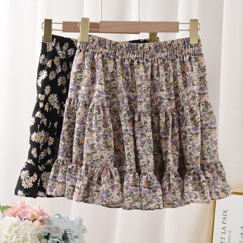 Chân Váy Lưng Cao Chất Chiffon Hoạ Tiết Hoa Thiết Kế Ngọt Ngào | BigBuy360 - bigbuy360.vn