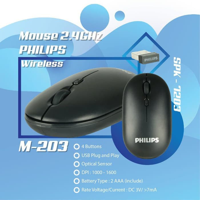 Chuột không dây wireless Philips M203 nhỏ gọn thích hợp dùng văn phòng - HÀNG CHÍNH HÃNG