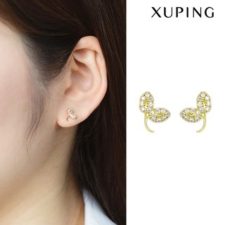 Bông Tai Nữ Bạc 925 Mạ Vàng 14K, Thiết Kế Hình 2 Cánh Lá Nhã Nhẹn - XPBT42