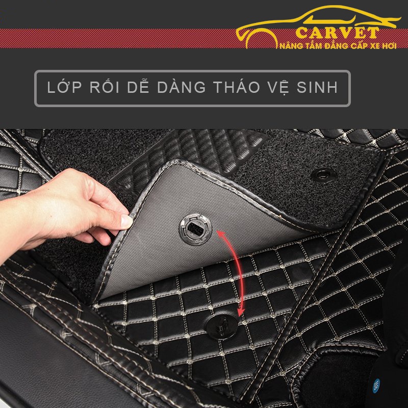 Thảm lót sàn ô tô 6d Toyota Wigo, thảm trải sàn da PU ô vuông, kháng khuẩn, chống mốc