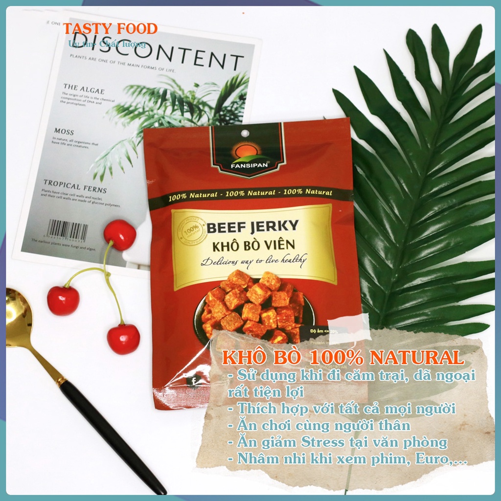 KHÔ BÒ VIÊN Fansipan thượng hạng gói 50g, khô bò cục ,bò khô đảm bảo vệ sinh an toàn thực phẩm Tasty Food