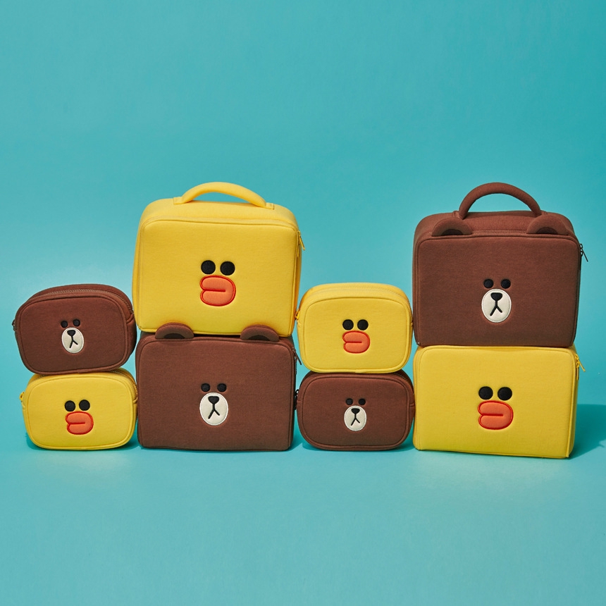 LINE FRIENDS Túi Đựng Mỹ Phẩm Hình Gấu Nâu Hoạt Hình Dễ Thương