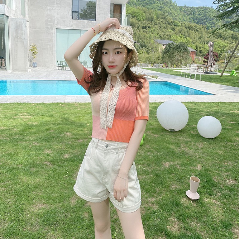 Áo Thun Tay Ngắn Màu Trơn Cho Nữ