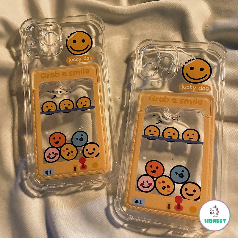 Ốp điện thoại TPU mềm chống sốc có ví đựng thẻ họa tiết mặt cười emoji kiểu Hàn cho IPhone 13 12 11 Pro Max XR 7 Plus | BigBuy360 - bigbuy360.vn