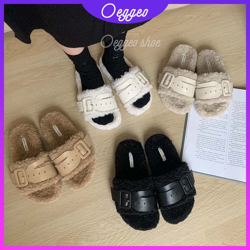 Oeteo Dép Lông Cừu Đế Bệt Thời Trang Dành Cho Nữ