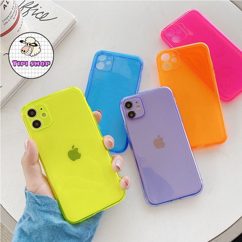 Ốp iphone - Ốp silicon sắc màu Neon d196