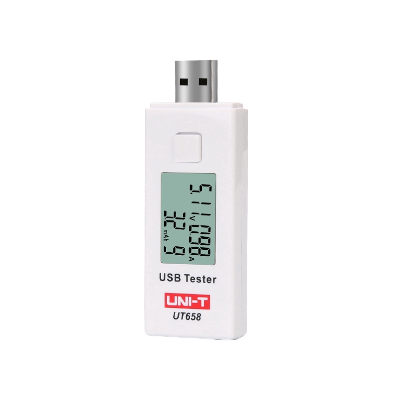 UNI-T UT658 USB Bộ kiểm tra điện áp hiện tại kỹ thuật số U Bộ sạc bác sĩ đĩa Vôn kế Ampe kế Công suất MAX 9V Lưu trữ dữ liệu Đèn nền