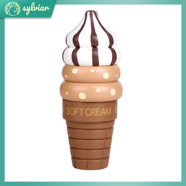 Bộ Đồ Chơi Ngôi Nhà Gỗ Có Nam Châm Hình Cây Kem Ốc Quế Dâu Vanilla Dành Cho Trẻ Em