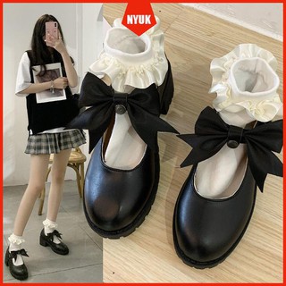 Giày da đế dày tăng chiều cao phong cách Harajuku Nhật Bản thời trang dành cho nữ