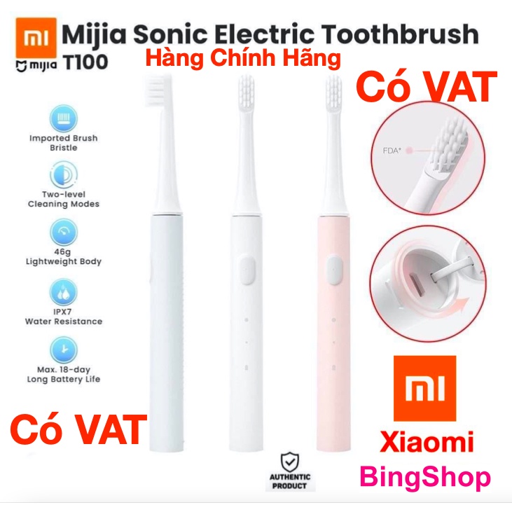 Bàn chải điện Xiaomi Mijia T100 (pin sạc) - kháng nước ipx7 - Bàn Chải Đánh Răng Mijia T100