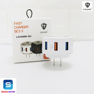 Củ sạc nhanh lenyes lch068 3 cổng usb - 1 cổng usb hỗ trợ sạc nhanh qc 3.0