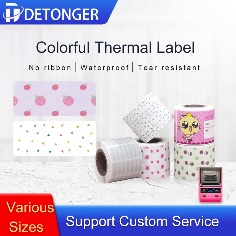 Detonger DP23 / DP30 Phim hoạt hình đầy màu sắc Máy in nhãn Nhiệt Nhãn Dán Dễ thương Vật nuôi Dễ thương Trường Mẫu giáo Gia đình Dán nhiệt