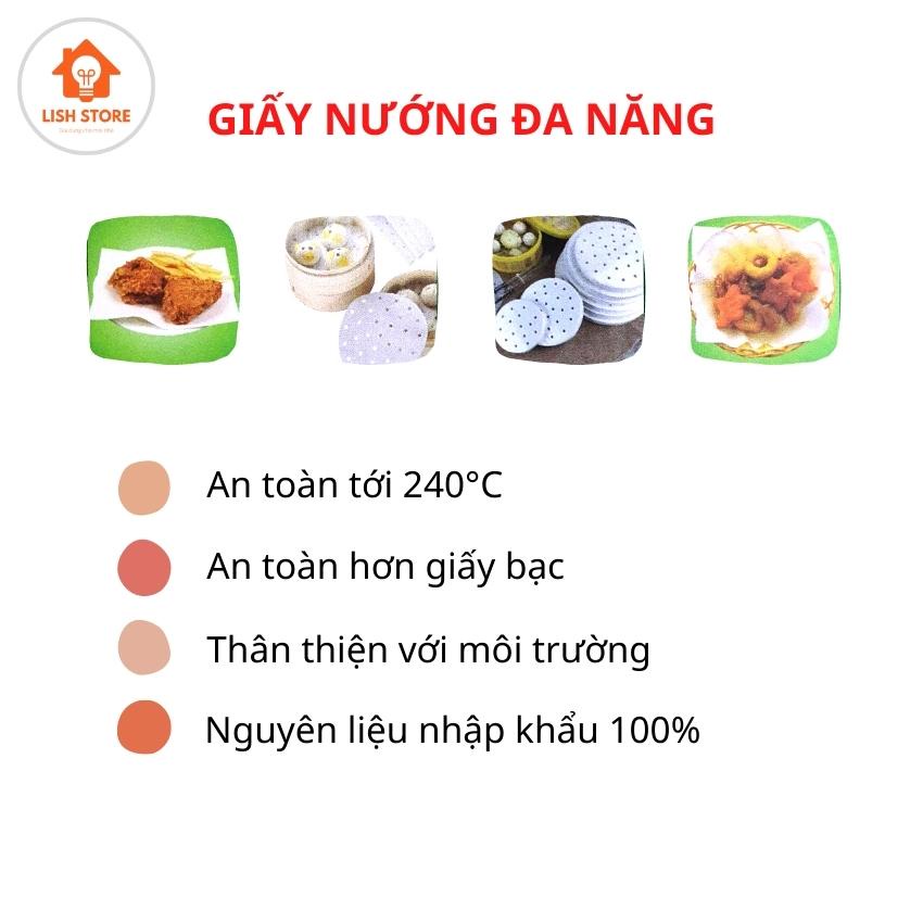 Giầy nến nướng đa năng 100 tờ đục lỗ dùng cho nồi hấp, nồi chiên không dầu tiện dụng. LISH Store