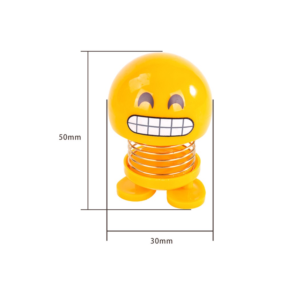 Bộ 6 con búp bê lắc đầu hình biểu tượng cảm xúc vui nhộn cho xe hơi