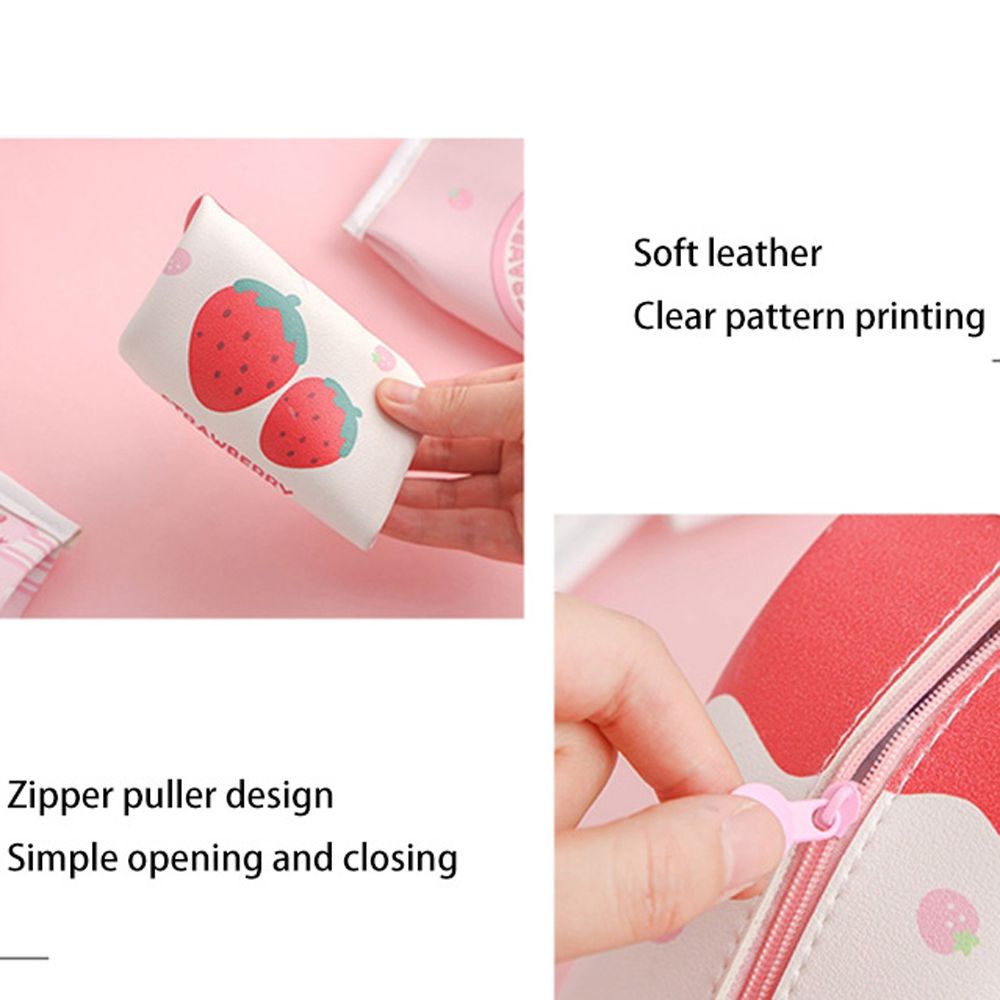 Túi đựng bút bằng da PU hình hộp sữa dâu chống nước sáng tạo