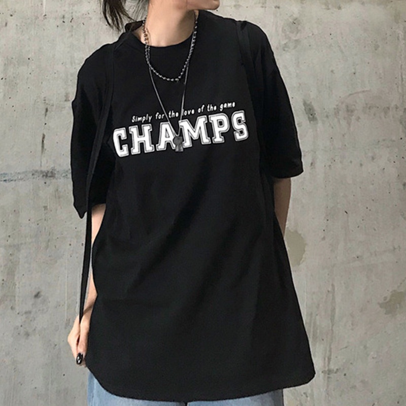 Áo Thun Tay Ngắn Dáng Rộng In Chữ Phong Cách Harajuku Màu Trắng Đen Thời Trang Mùa Hè Cho Nam Và Nữ